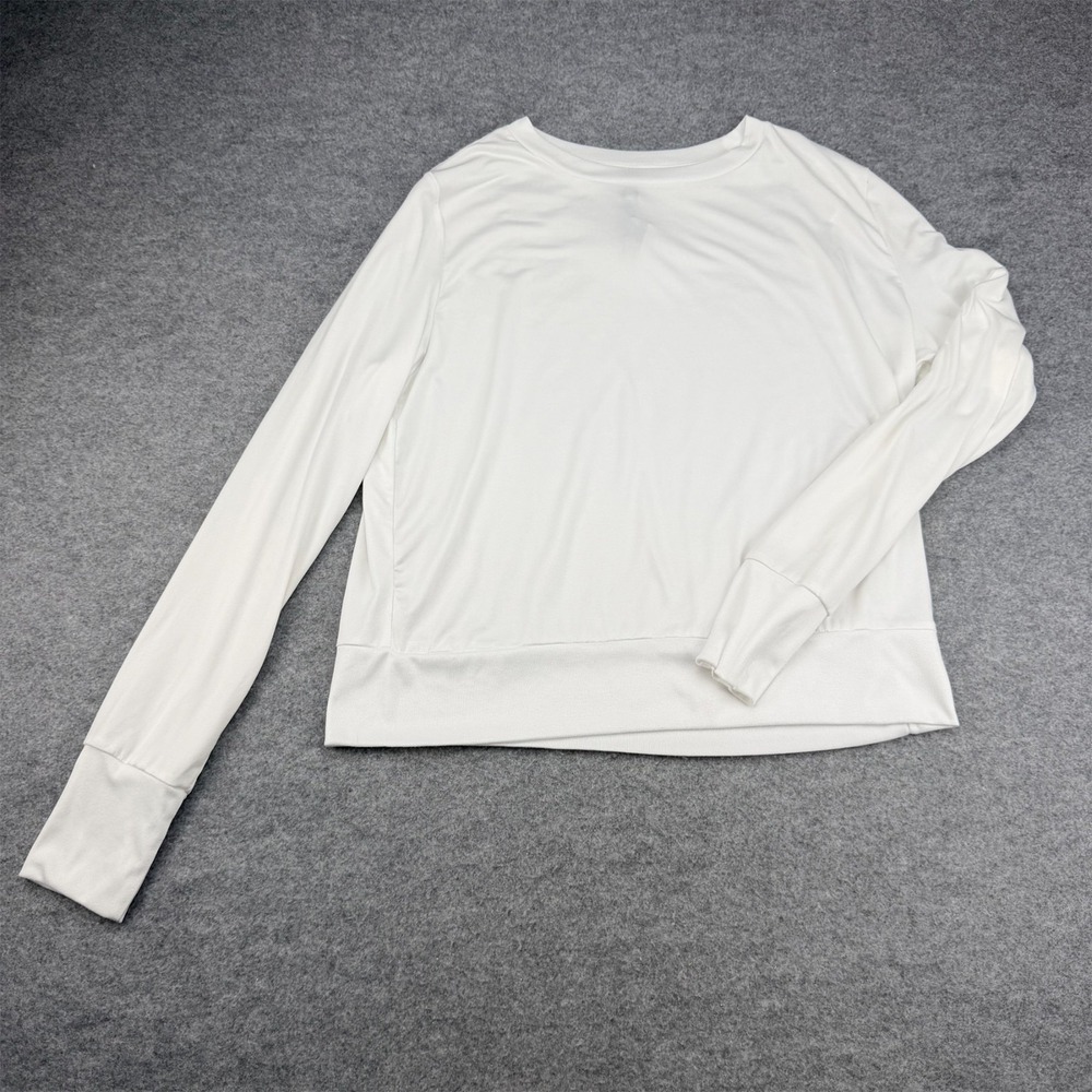 Vuori Womens Medium White Long Sleeve Crewneck Stretch Performance Top
